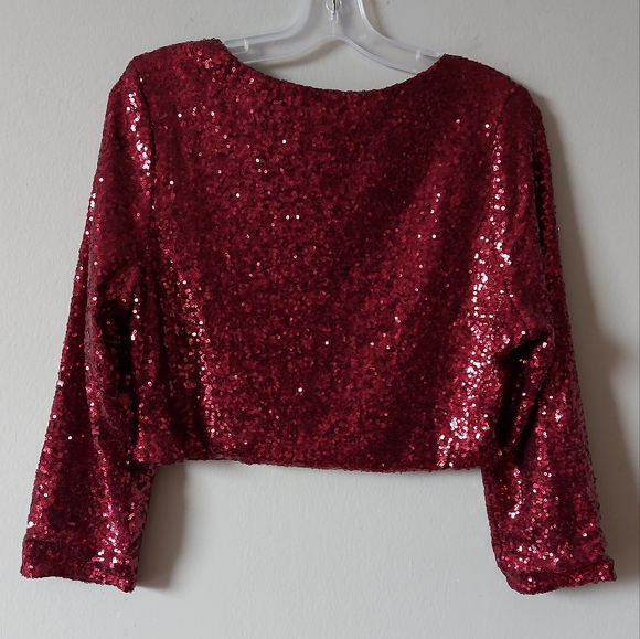 Tia Bhuva Cropped Sequin Top 3/4 Sleeve Lined Festive Blouse zip Jacket NWTsz XL - Picture 5 of 10